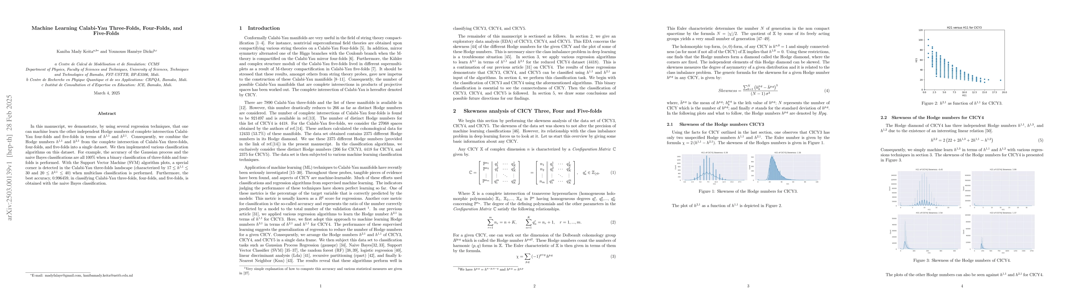 Thumbnail for Machine Learning Calabi-Yau Three-Folds, Four-Folds, and Five-Folds