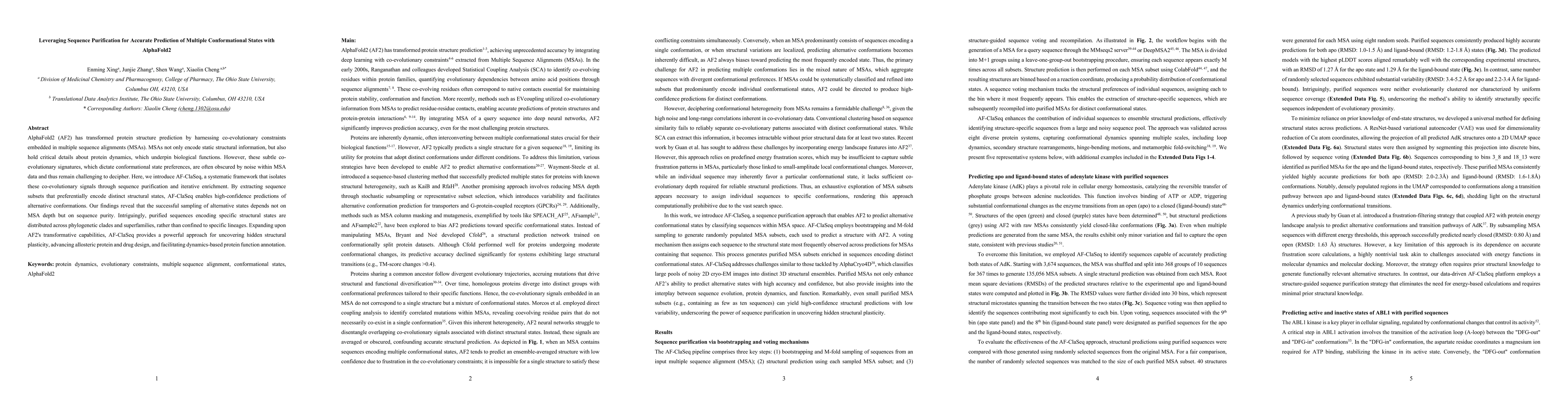 Thumbnail for Leveraging Sequence Purification for Accurate Prediction of Multiple
  Conformational States with AlphaFold2