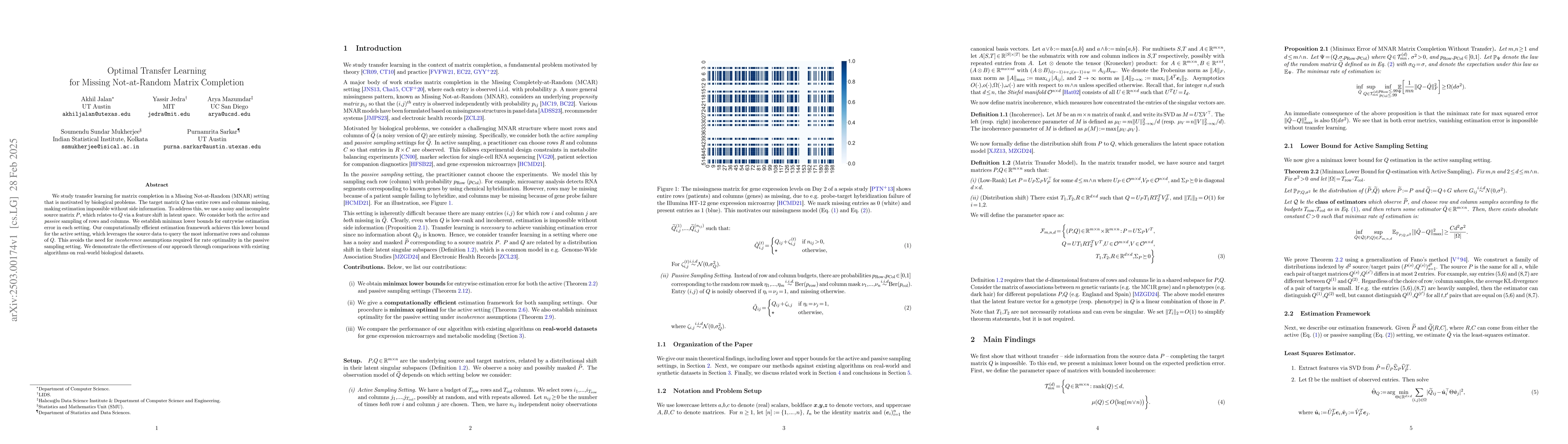 Thumbnail for Optimal Transfer Learning for Missing Not-at-Random Matrix Completion