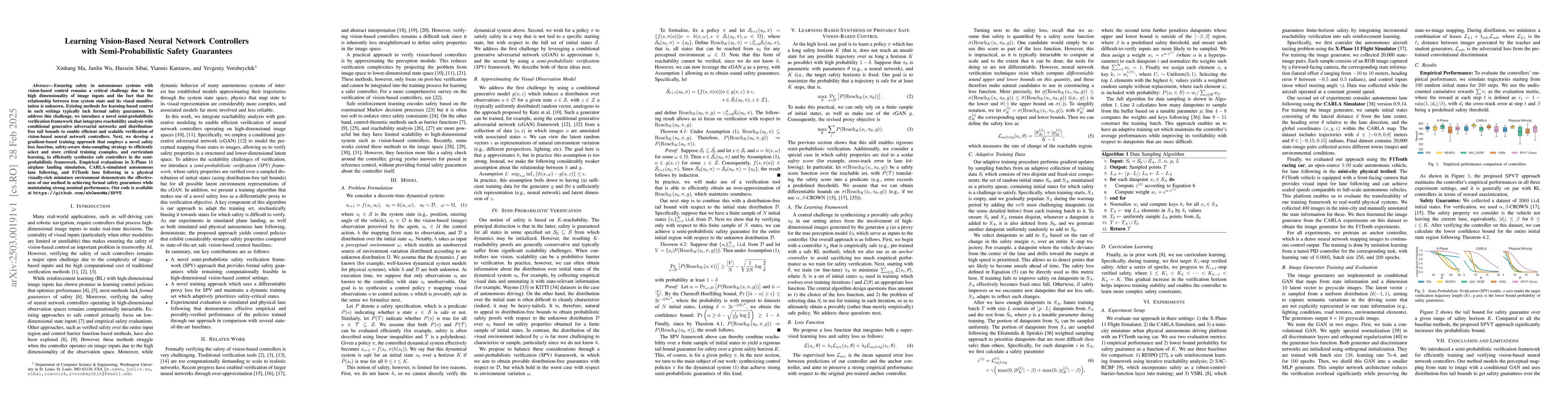 Thumbnail for Learning Vision-Based Neural Network Controllers with Semi-Probabilistic
  Safety Guarantees