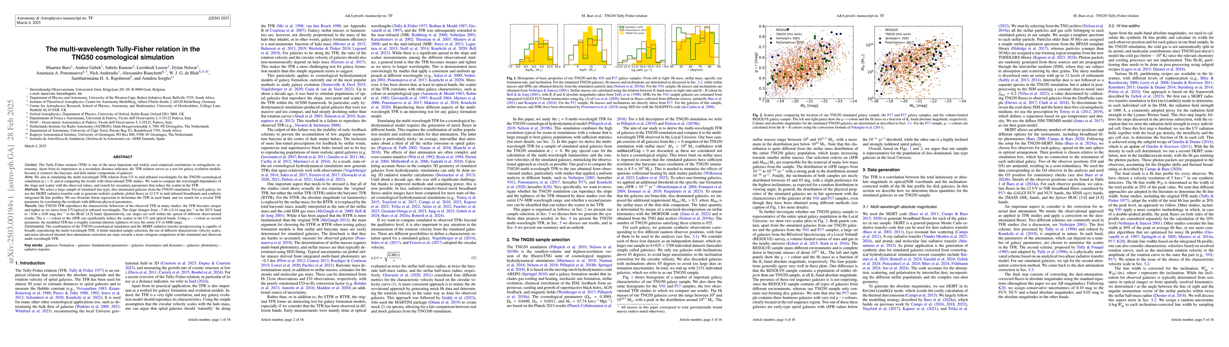 Thumbnail for The multi-wavelength Tully-Fisher relation in the TNG50 cosmological
  simulation