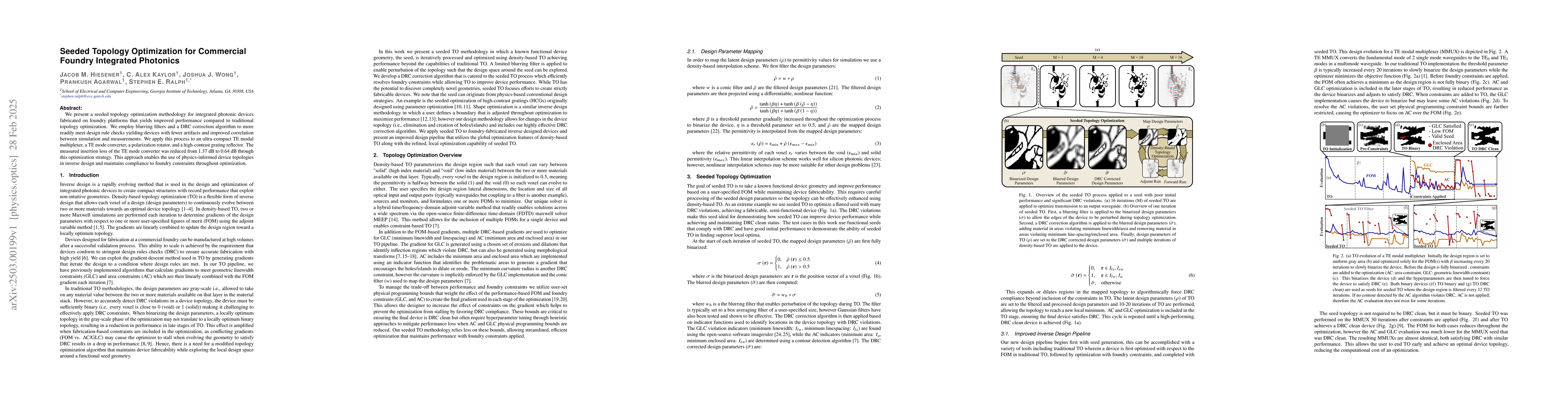 Thumbnail for Seeded Topology Optimization for Commercial Foundry Integrated Photonics