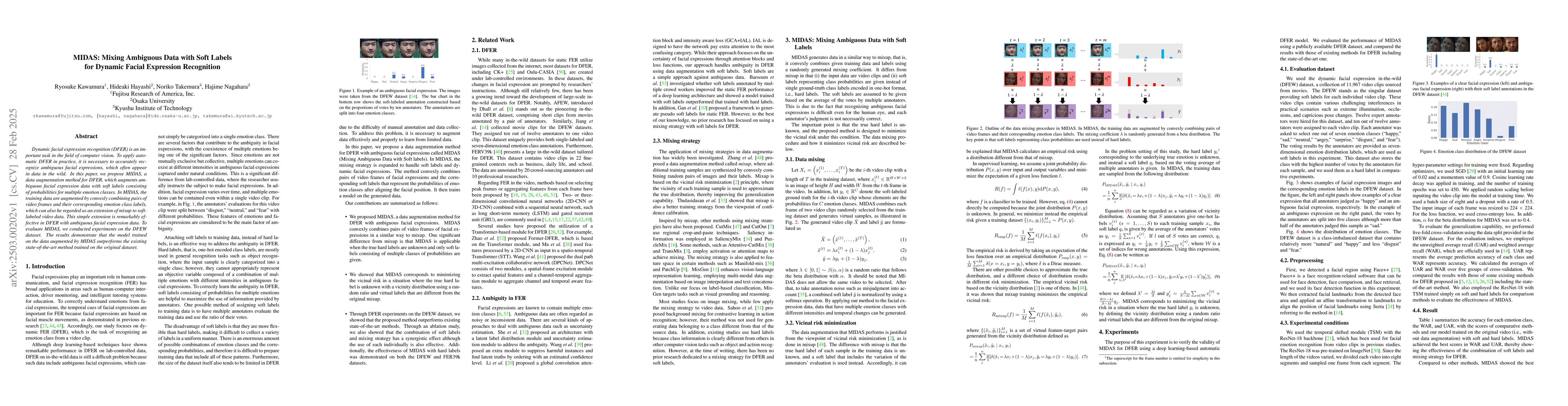 Thumbnail for MIDAS: Mixing Ambiguous Data with Soft Labels for Dynamic Facial
  Expression Recognition