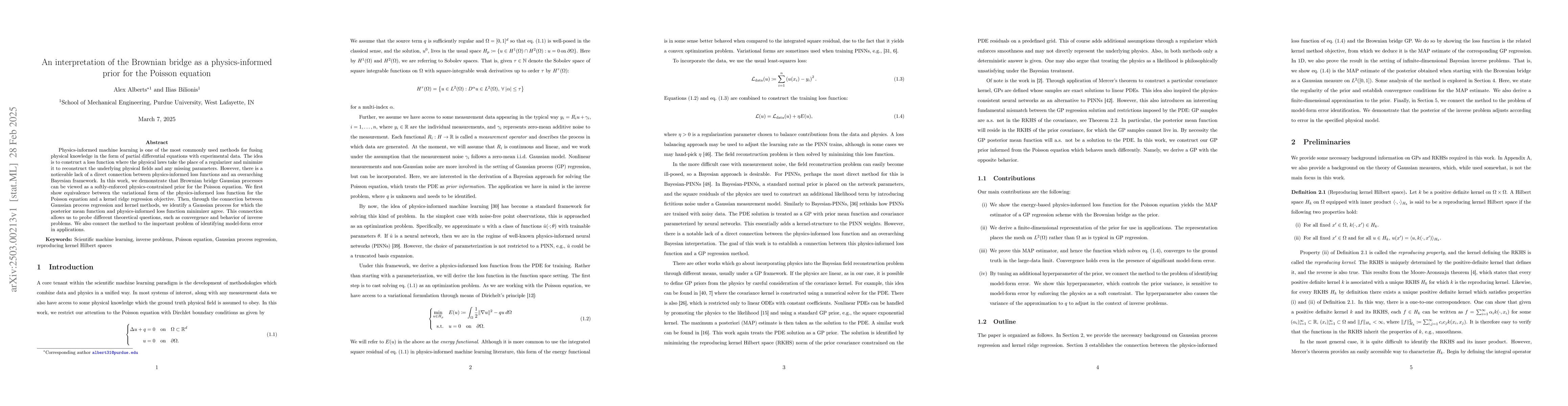 Thumbnail for An interpretation of the Brownian bridge as a physics-informed prior for
  the Poisson equation