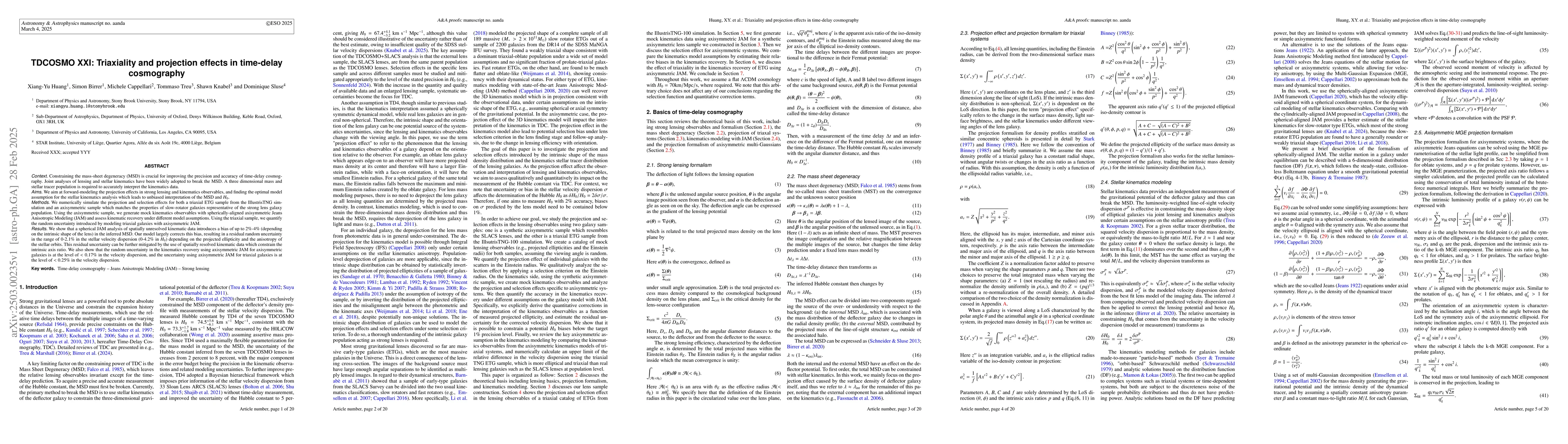 Thumbnail for TDCOSMO XXI: Triaxiality and projection effects in time-delay
  cosmography