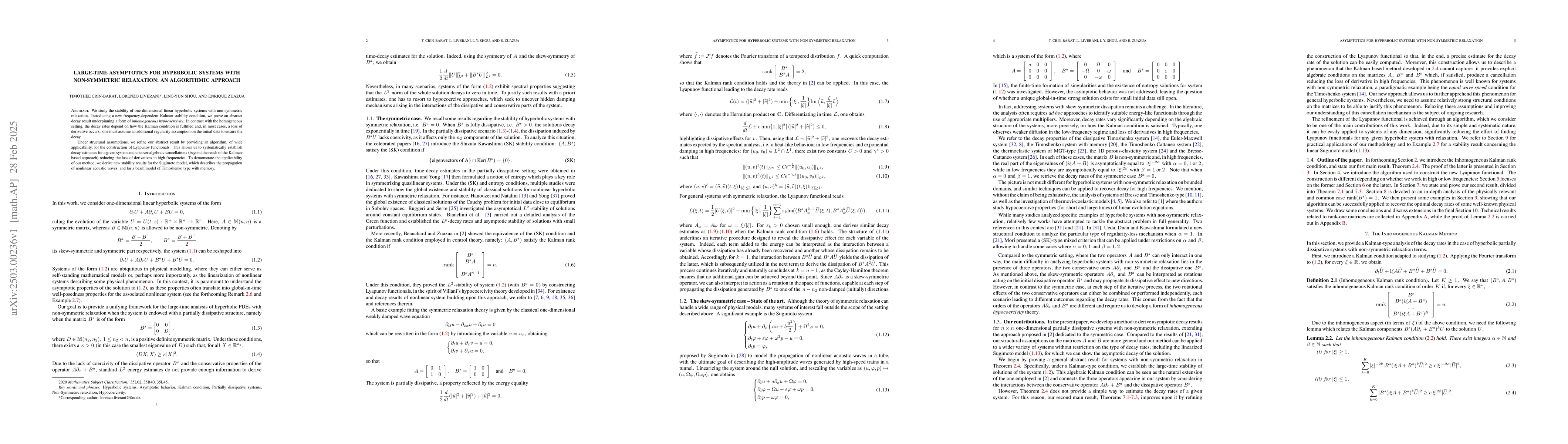 Thumbnail for Large-Time Asymptotics for Hyperbolic Systems with Non-Symmetric
  Relaxation: An Algorithmic Approach