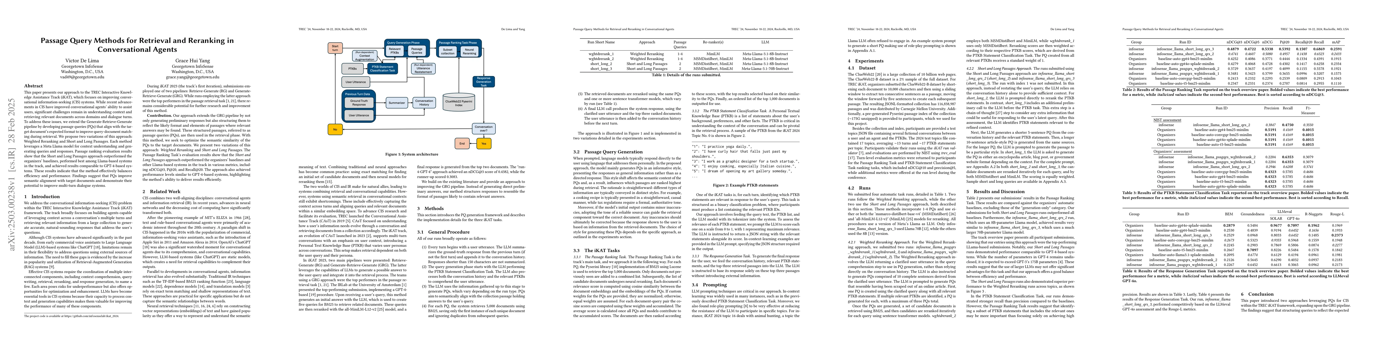 Thumbnail for Passage Query Methods for Retrieval and Reranking in Conversational
  Agents
