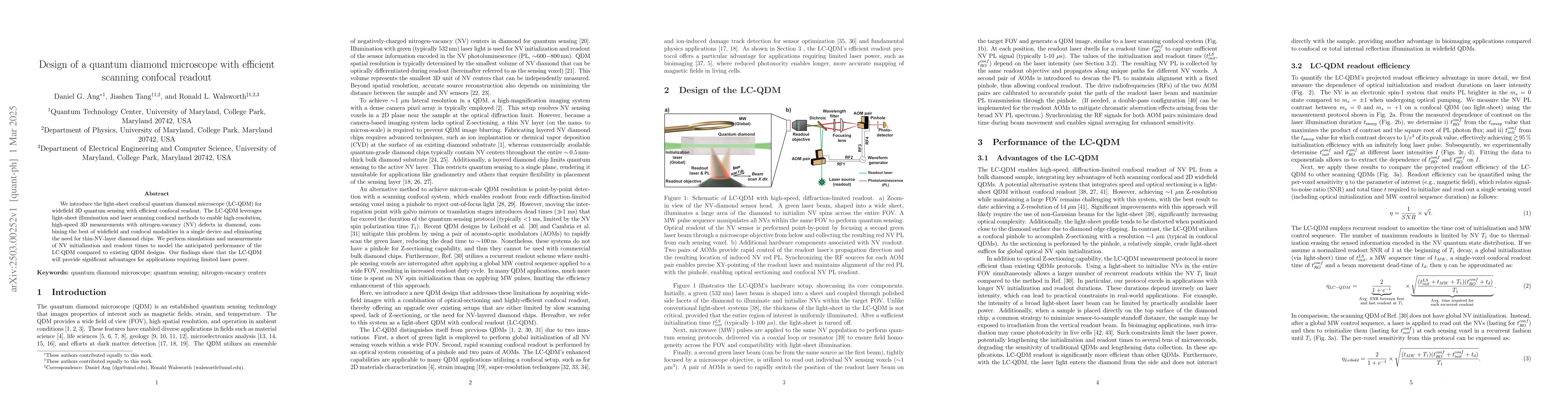 Thumbnail for Design of a quantum diamond microscope with efficient scanning confocal
  readout