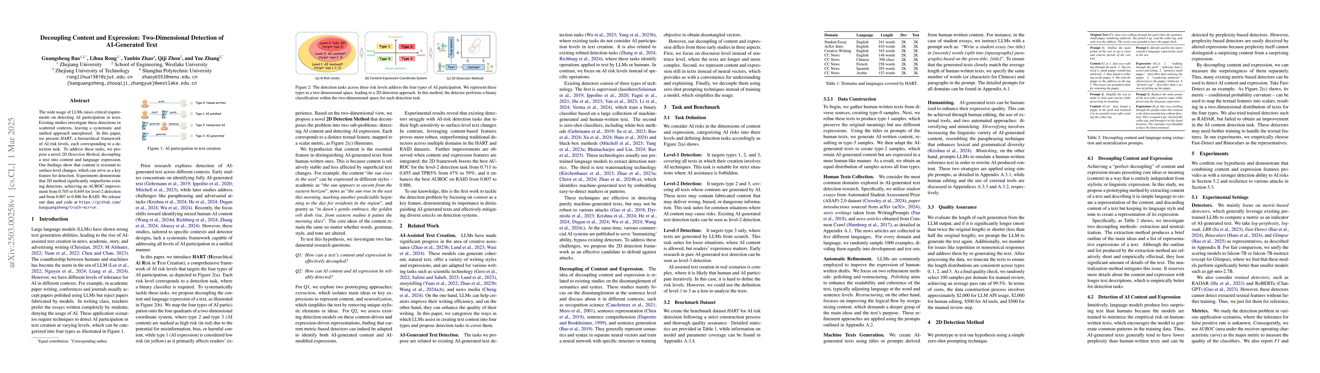 Thumbnail for Decoupling Content and Expression: Two-Dimensional Detection of
  AI-Generated Text