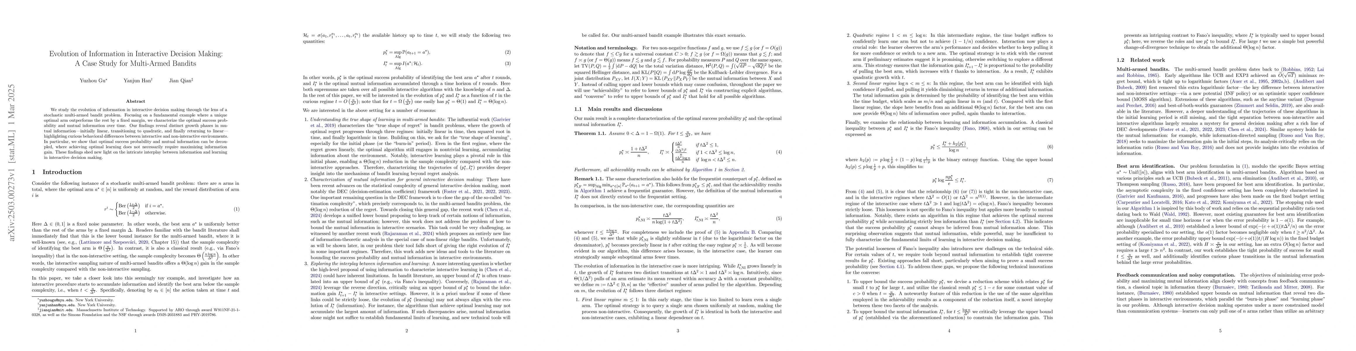 Thumbnail for Evolution of Information in Interactive Decision Making: A Case Study
  for Multi-Armed Bandits