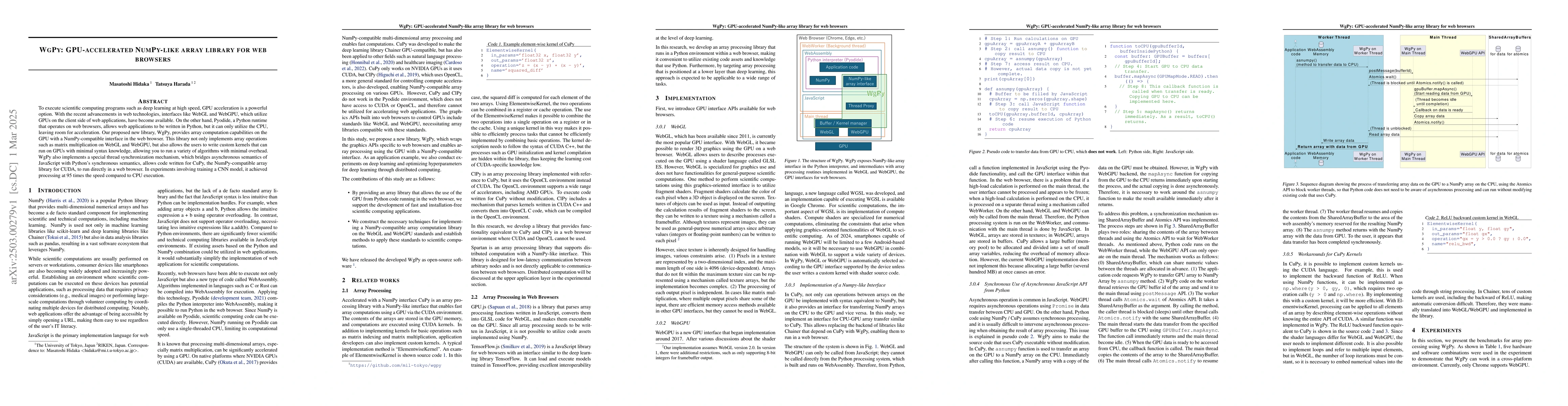 Thumbnail for WgPy: GPU-accelerated NumPy-like array library for web browsers