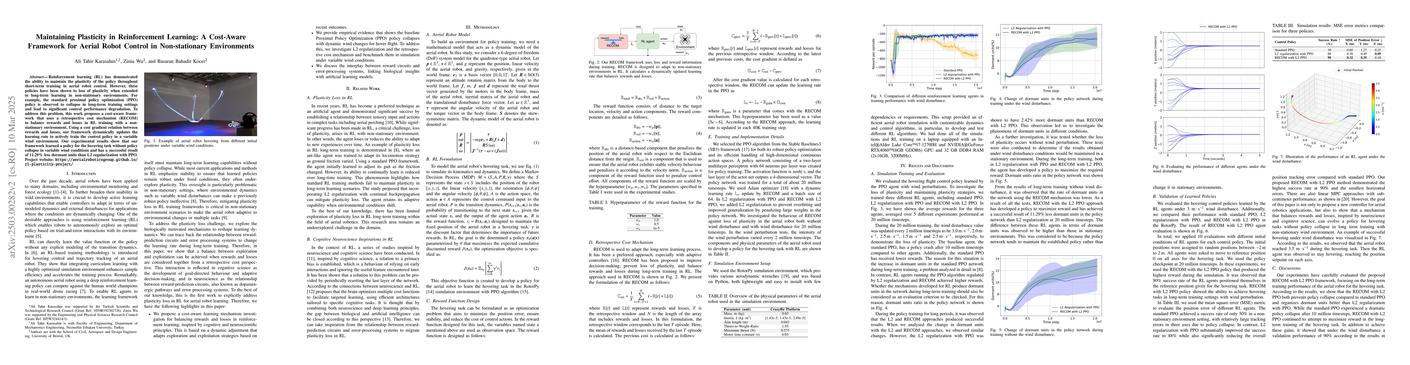 Thumbnail for Maintaining Plasticity in Reinforcement Learning: A Cost-Aware Framework
  for Aerial Robot Control in Non-stationary Environments