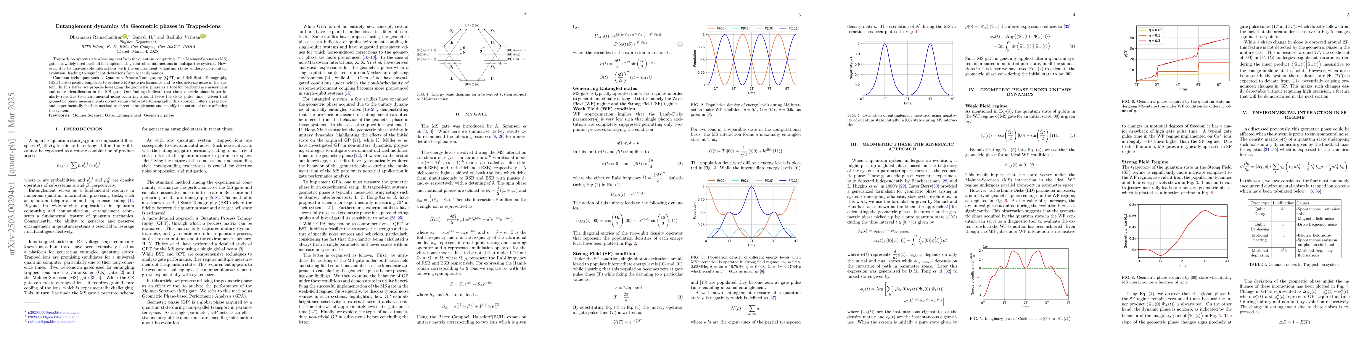Thumbnail for Entanglement dynamics via Geometric phases in Trapped-ions