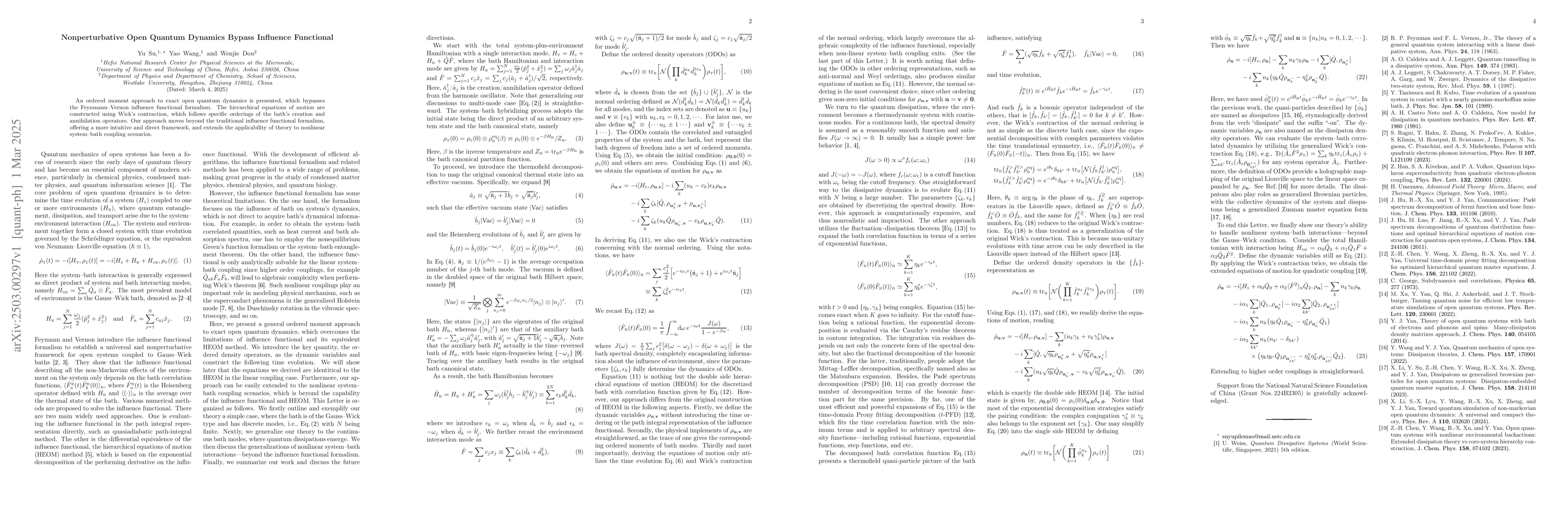 Thumbnail for Nonperturbative Open Quantum Dynamics Bypass Influence Functional