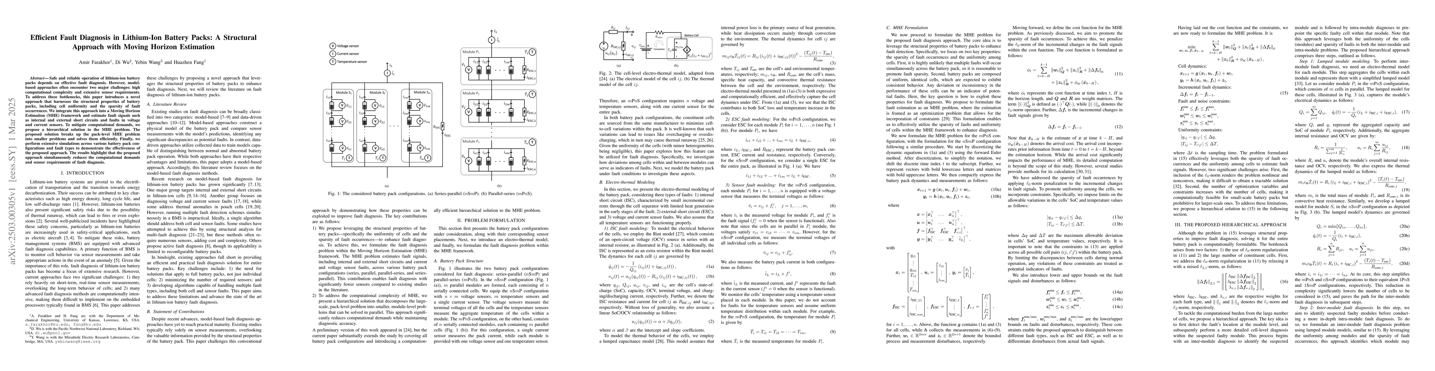 Thumbnail for Efficient Fault Diagnosis in Lithium-Ion Battery Packs: A Structural
  Approach with Moving Horizon Estimation