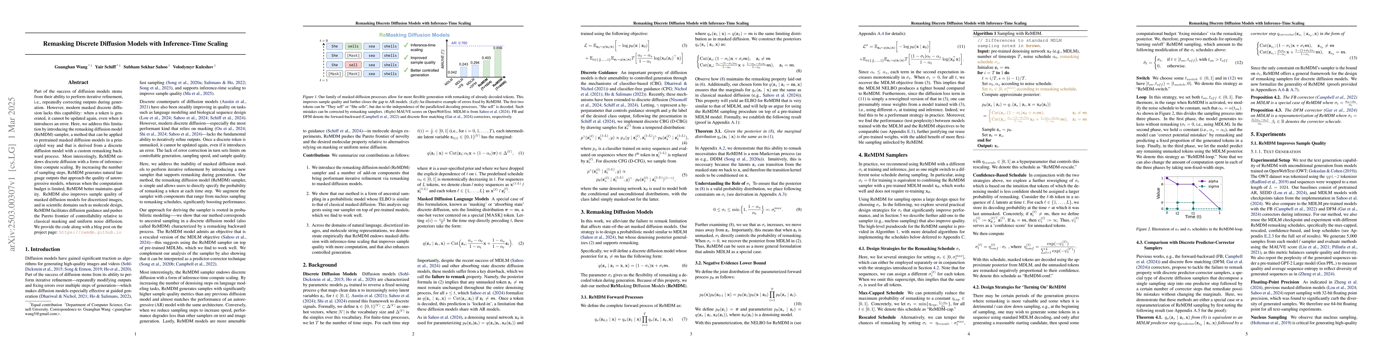 Thumbnail for Remasking Discrete Diffusion Models with Inference-Time Scaling
