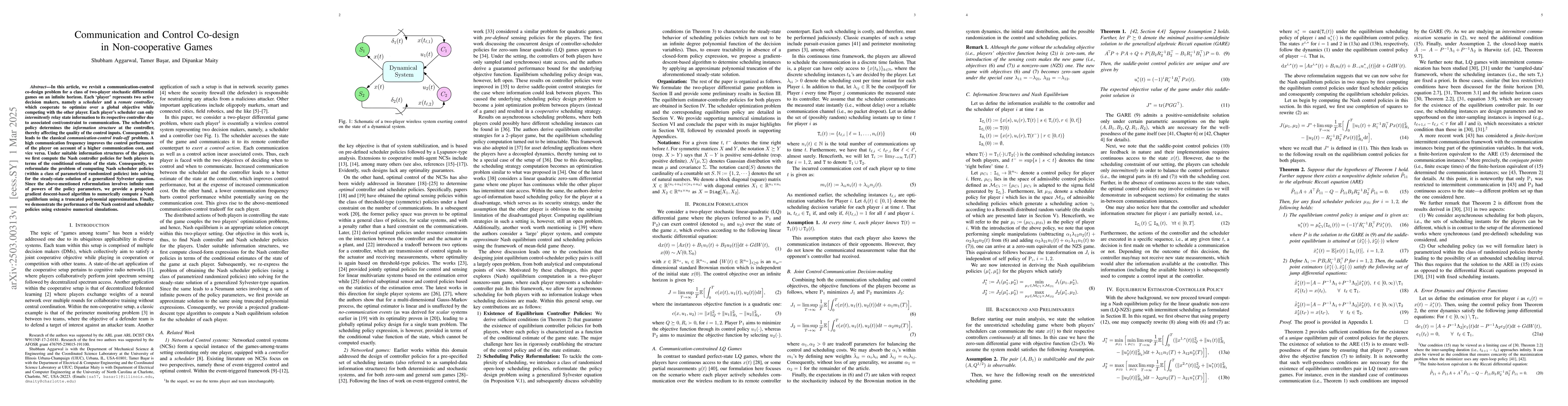 Thumbnail for Communication and Control Co-design in Non-cooperative Games