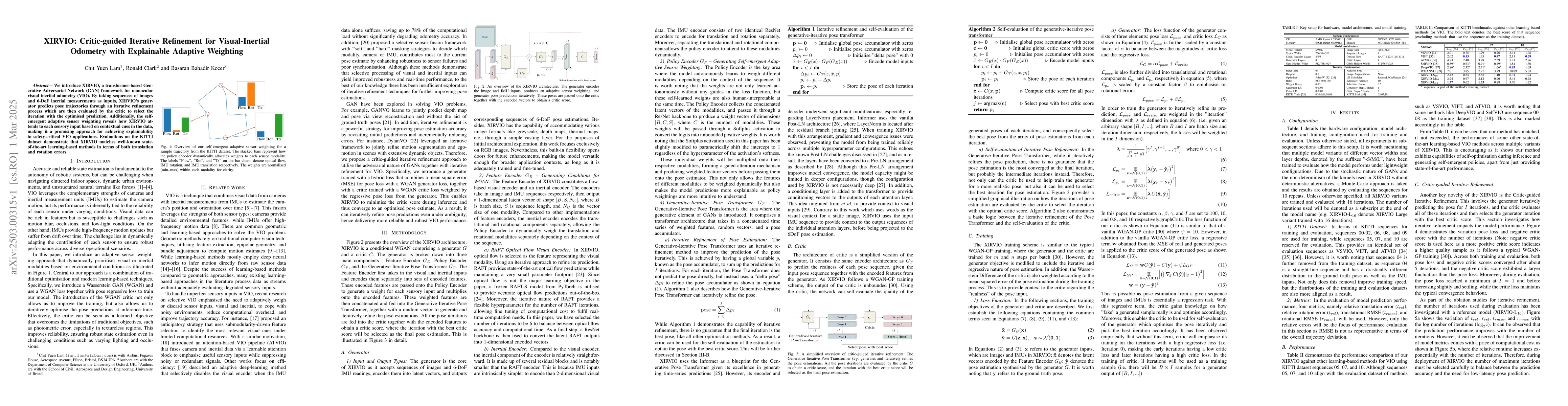 Thumbnail for XIRVIO: Critic-guided Iterative Refinement for Visual-Inertial Odometry
  with Explainable Adaptive Weighting