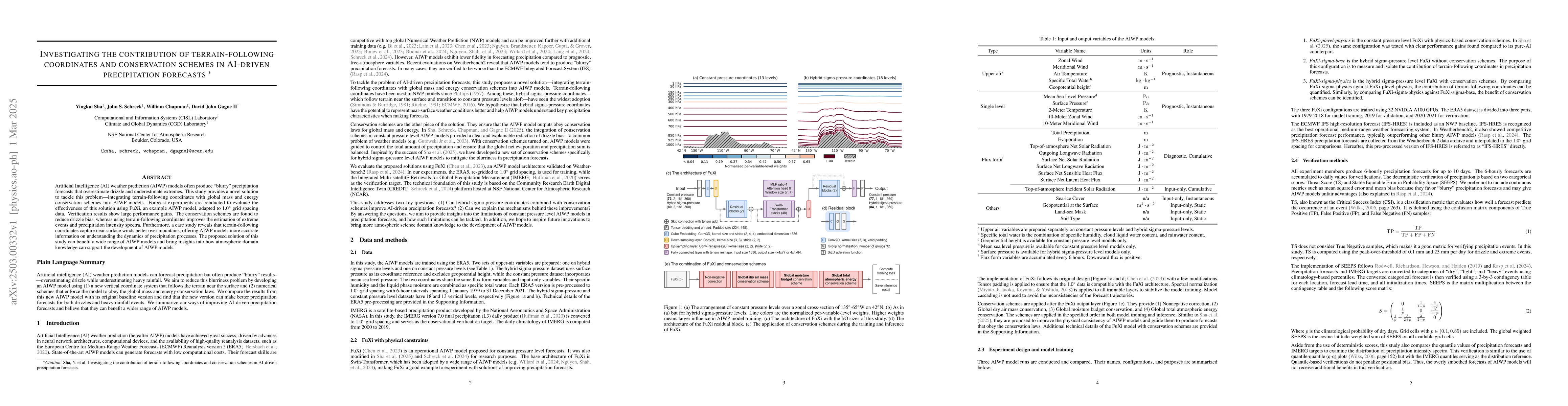 Thumbnail for Investigating the contribution of terrain-following coordinates and
  conservation schemes in AI-driven precipitation forecasts