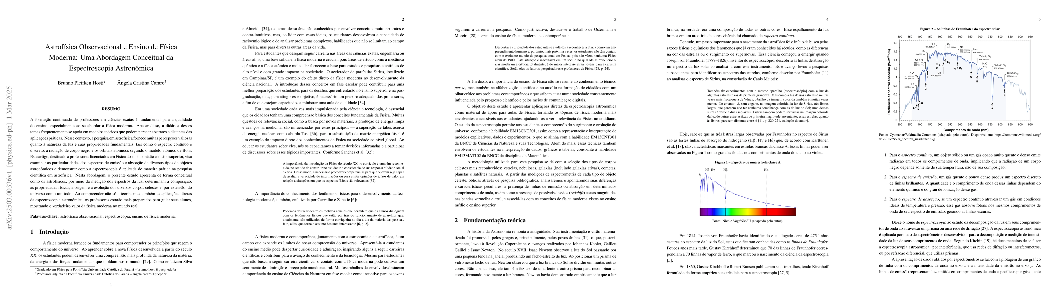 Thumbnail for Astrofísica Observacional e Ensino de Física Moderna: Uma Abordagem
  Conceitual da Espectroscopia Astronômica