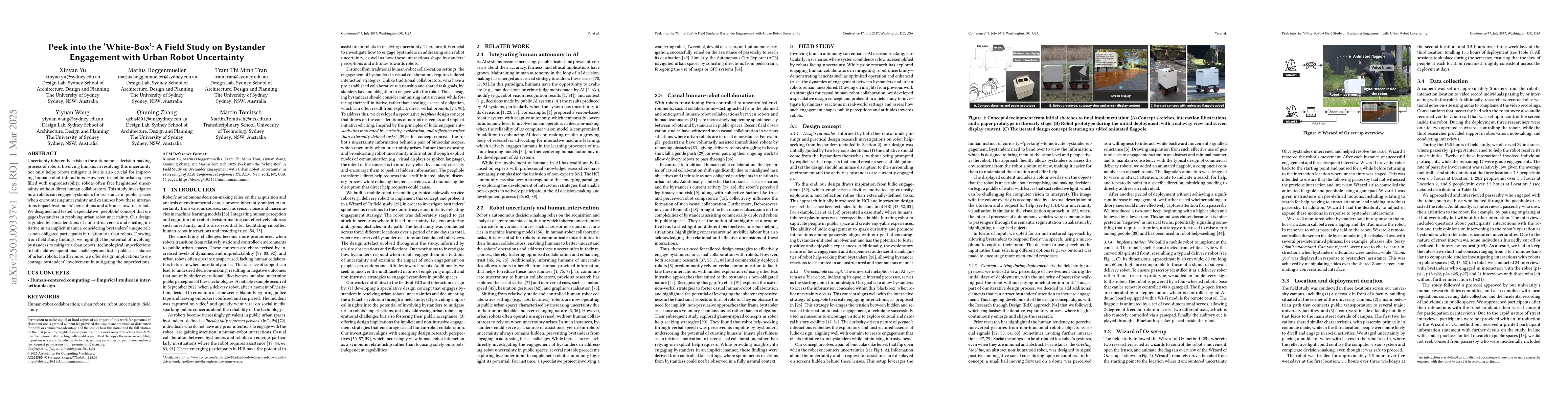 Thumbnail for Peek into the `White-Box': A Field Study on Bystander Engagement with
  Urban Robot Uncertainty