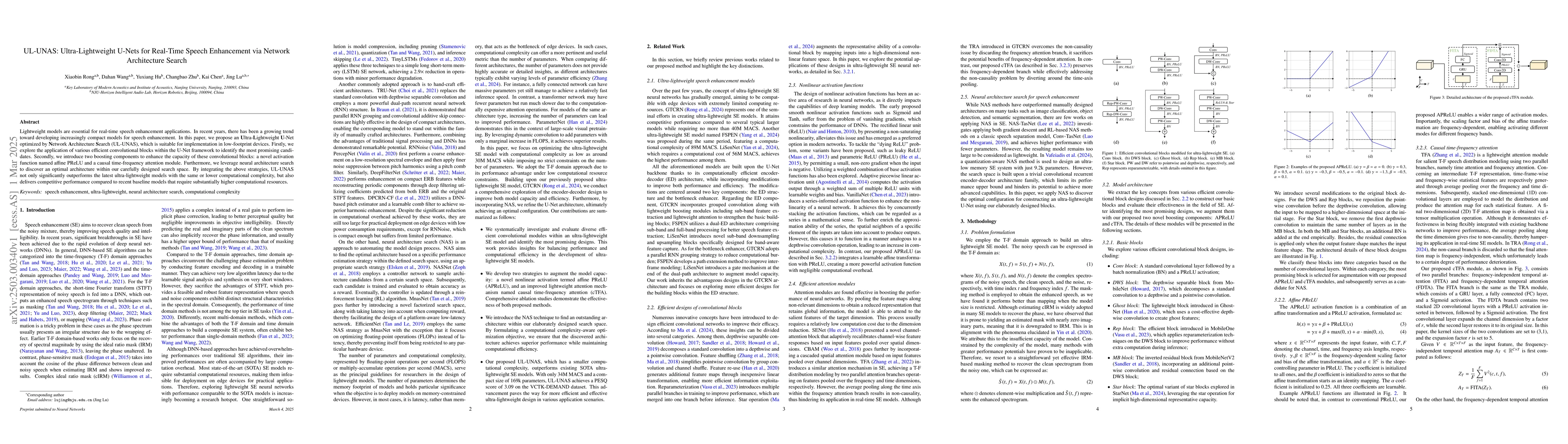 Thumbnail for UL-UNAS: Ultra-Lightweight U-Nets for Real-Time Speech Enhancement via
  Network Architecture Search