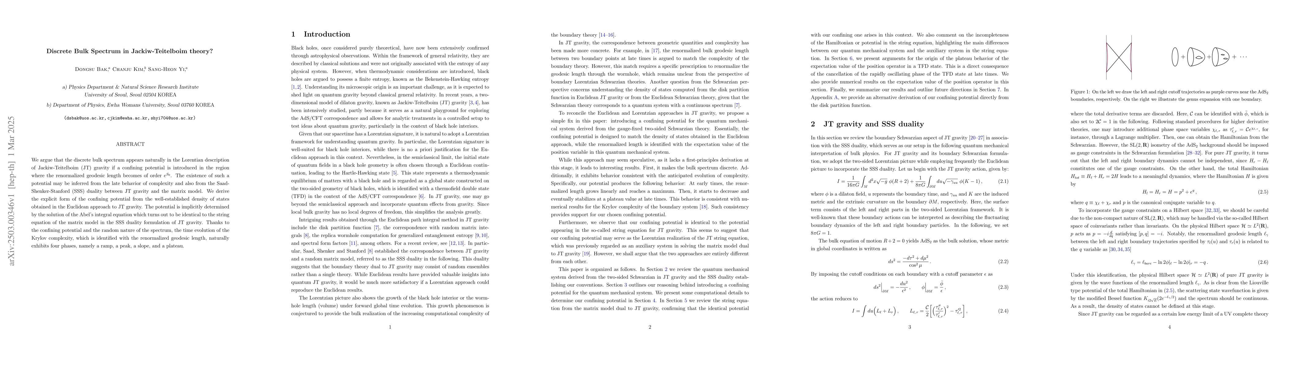 Thumbnail for Discrete Bulk Spectrum in Jackiw-Teitelboim theory?