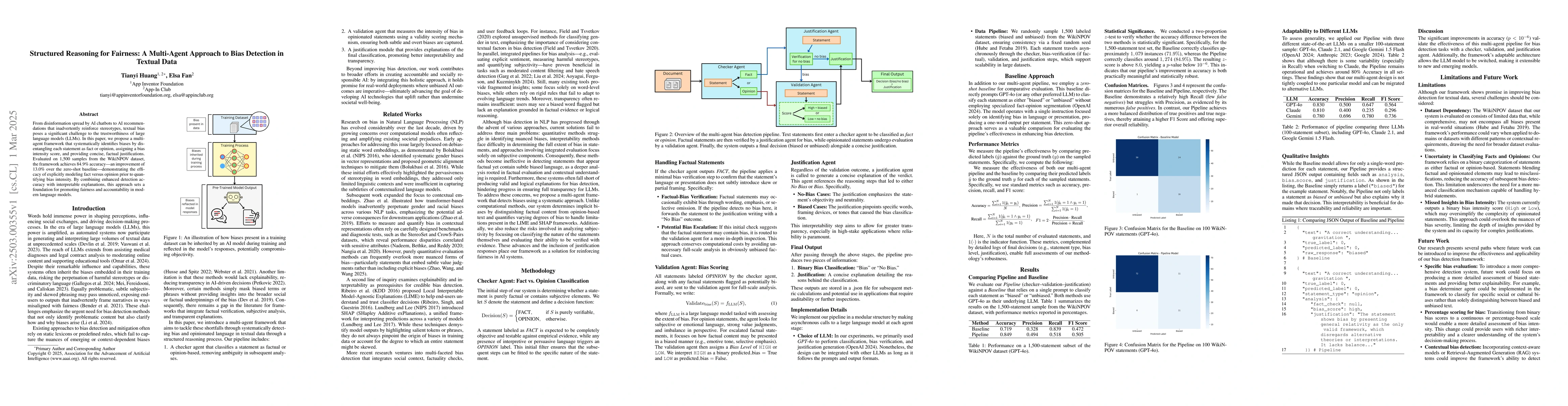 Thumbnail for Structured Reasoning for Fairness: A Multi-Agent Approach to Bias
  Detection in Textual Data