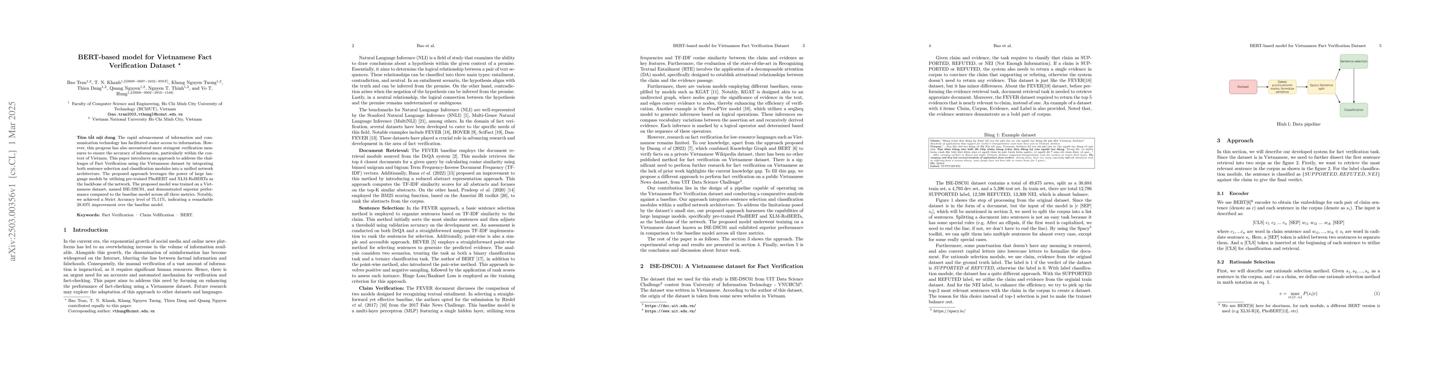 Thumbnail for BERT-based model for Vietnamese Fact Verification Dataset