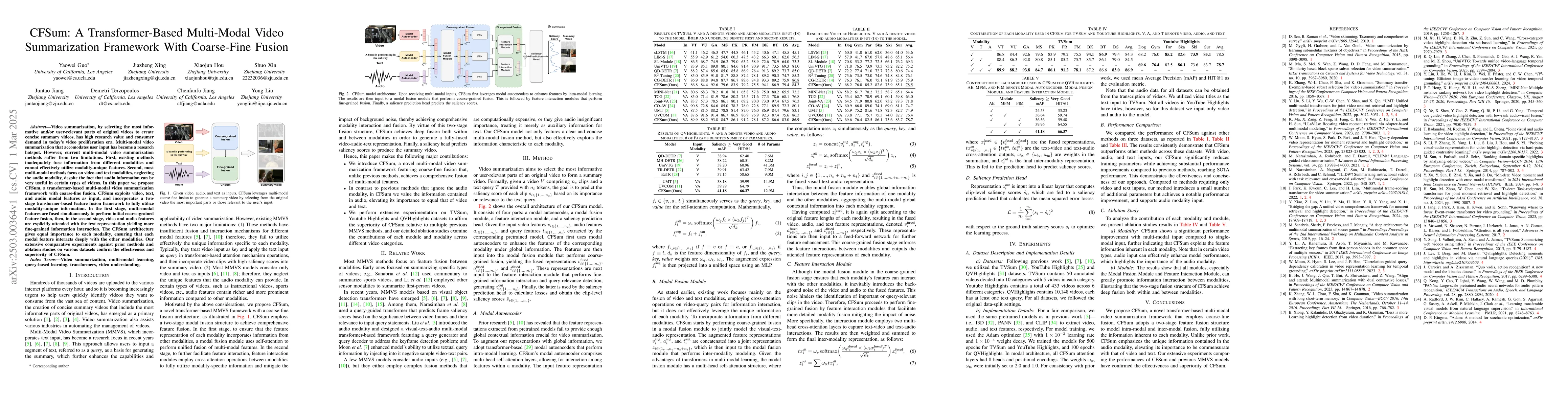 Thumbnail for CFSum: A Transformer-Based Multi-Modal Video Summarization Framework
  With Coarse-Fine Fusion