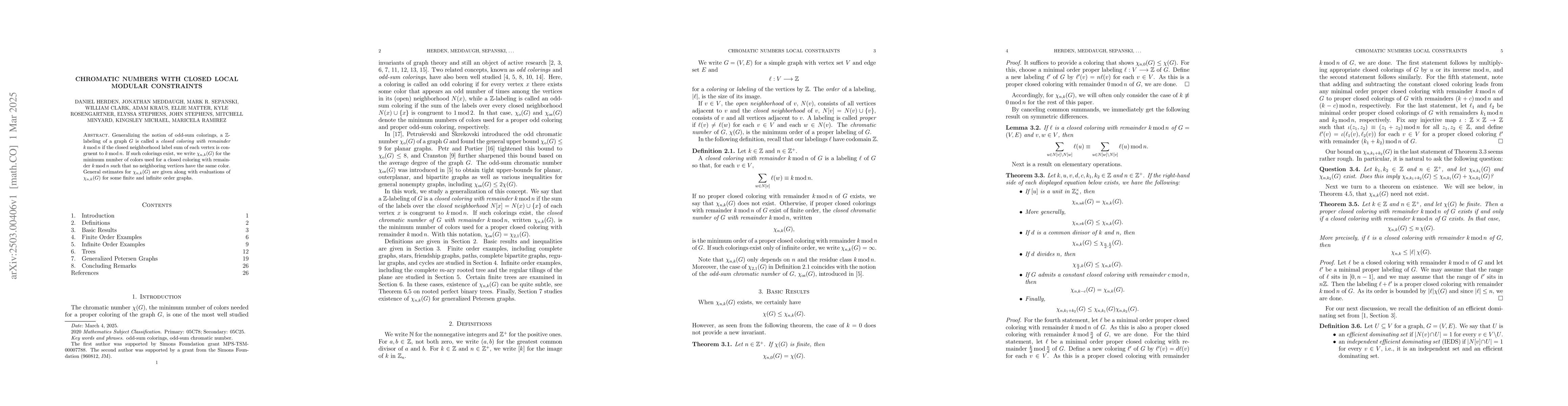 Thumbnail for Chromatic numbers with closed local modular constraints