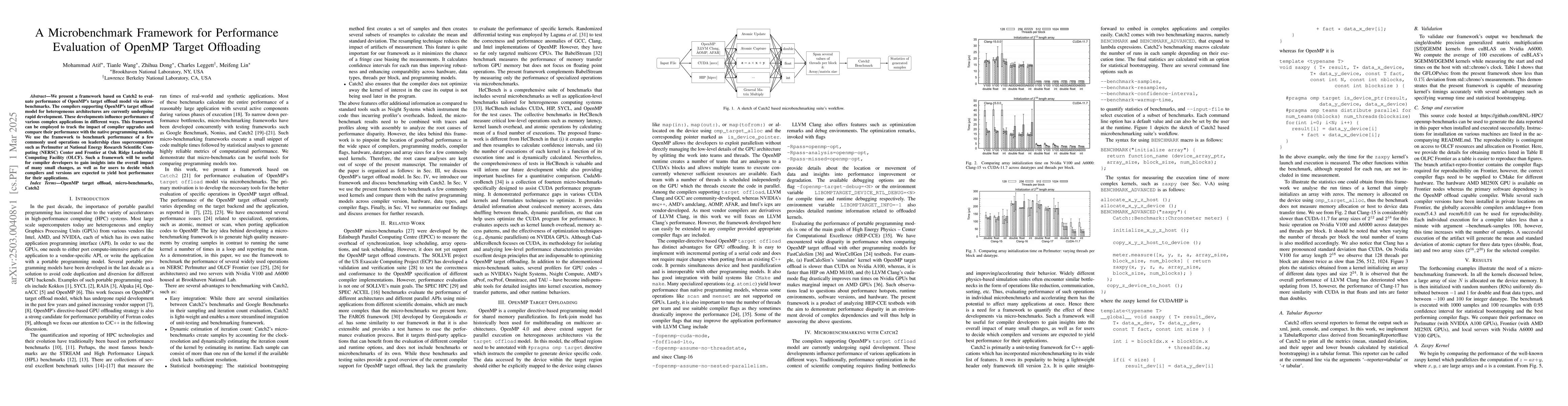 Thumbnail for A Microbenchmark Framework for Performance Evaluation of OpenMP Target
  Offloading