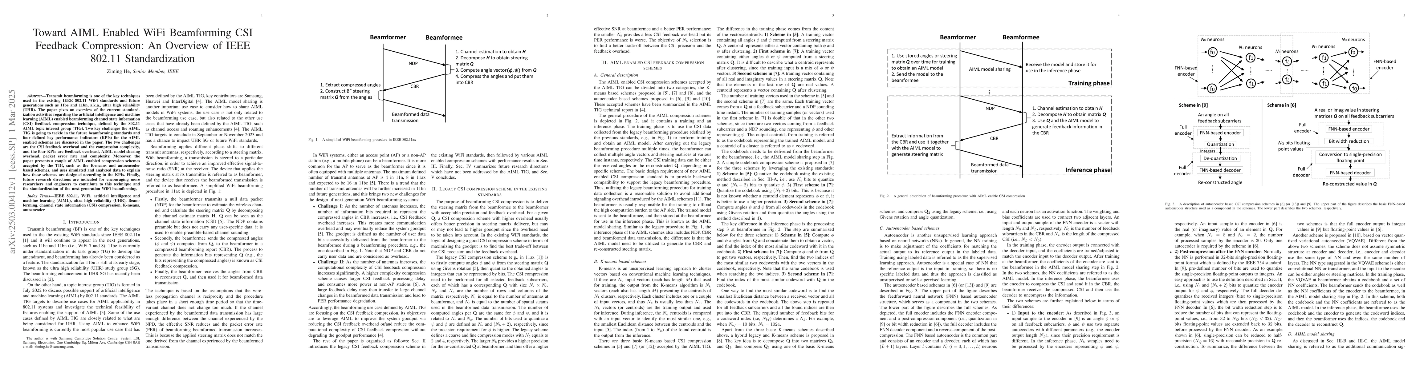 Thumbnail for Toward AIML Enabled WiFi Beamforming CSI Feedback Compression: An
  Overview of IEEE 802.11 Standardization