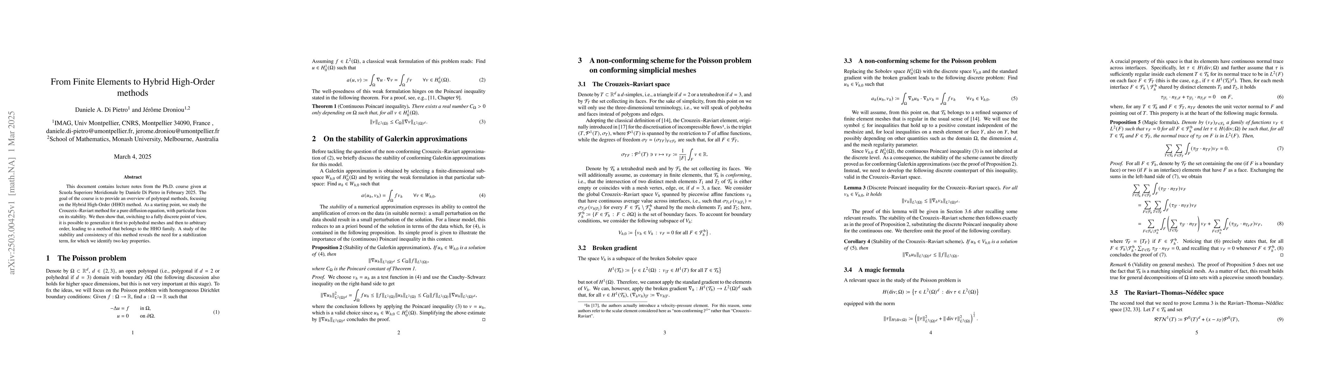 Thumbnail for From Finite Elements to Hybrid High-Order methods