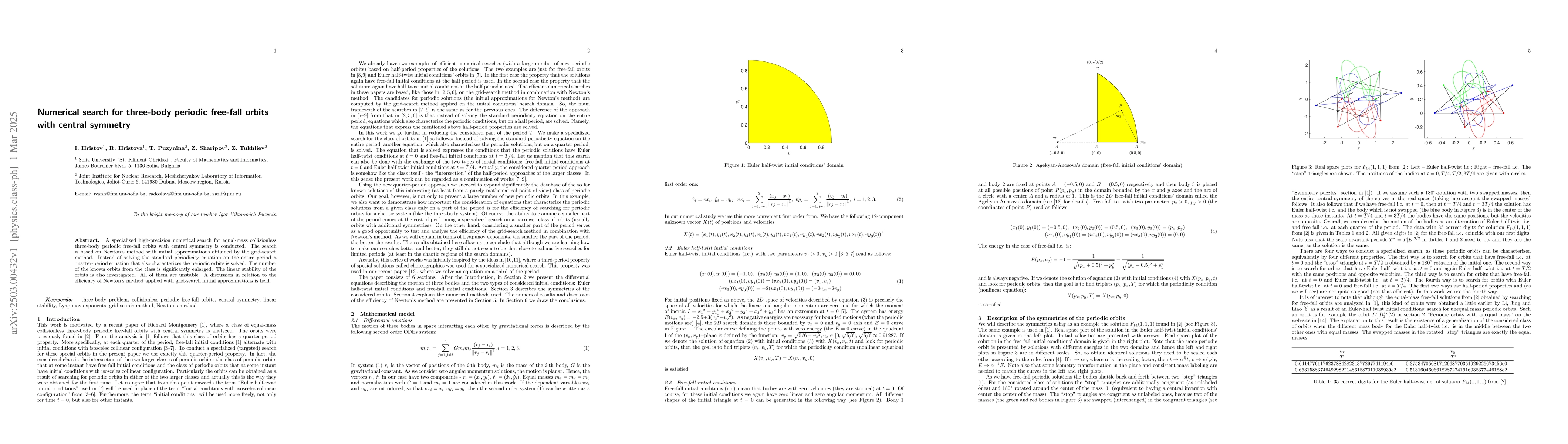 Thumbnail for Numerical search for three-body periodic free-fall orbits with central
  symmetry