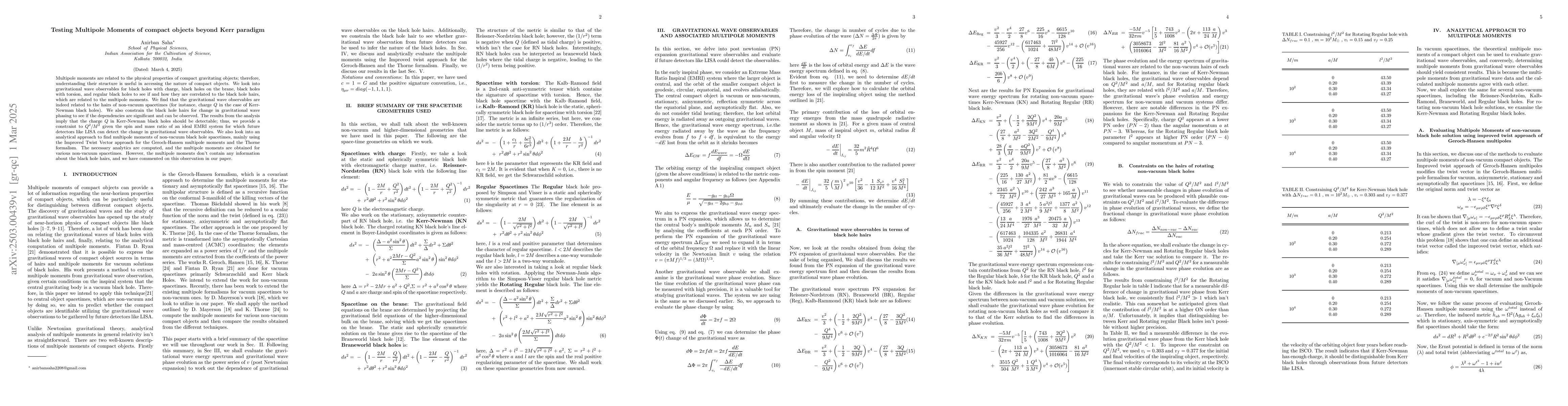 Thumbnail for Testing Multipole Moments of compact objects beyond Kerr paradigm
