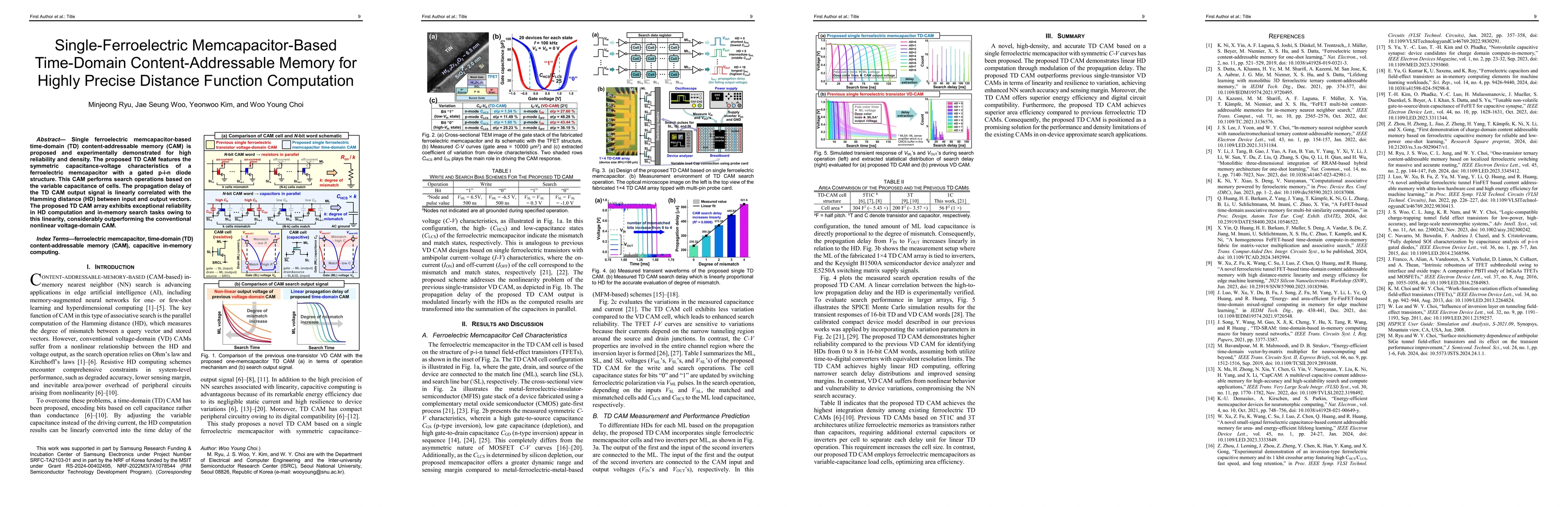 Thumbnail for Single-Ferroelectric Memcapacitor-Based Time-Domain Content-Addressable
  Memory for Highly Precise Distance Function Computation