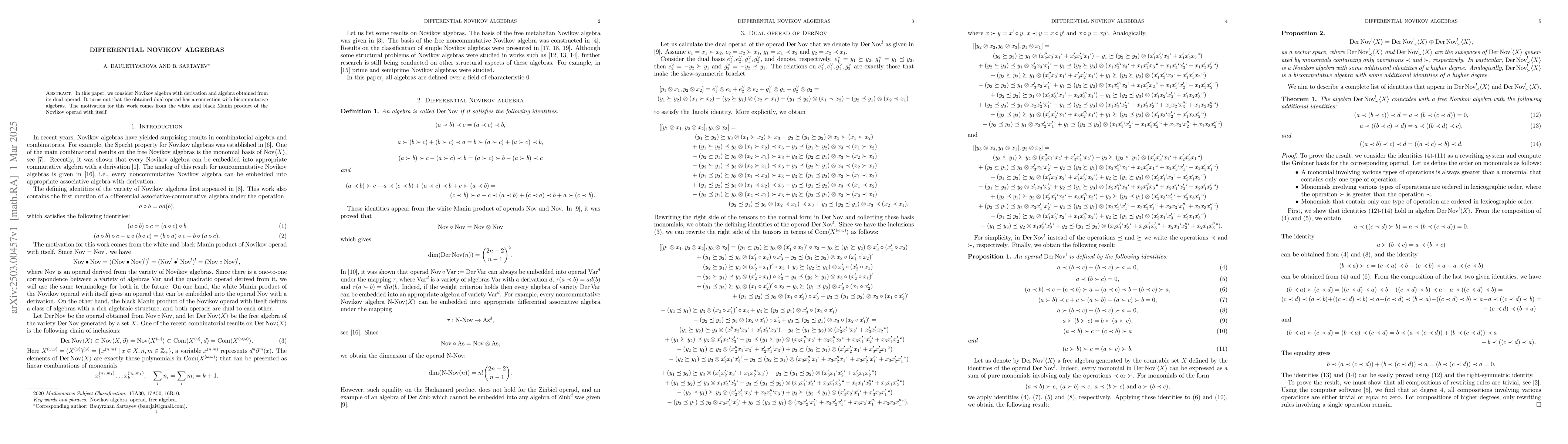 Thumbnail for Differential Novikov algebras