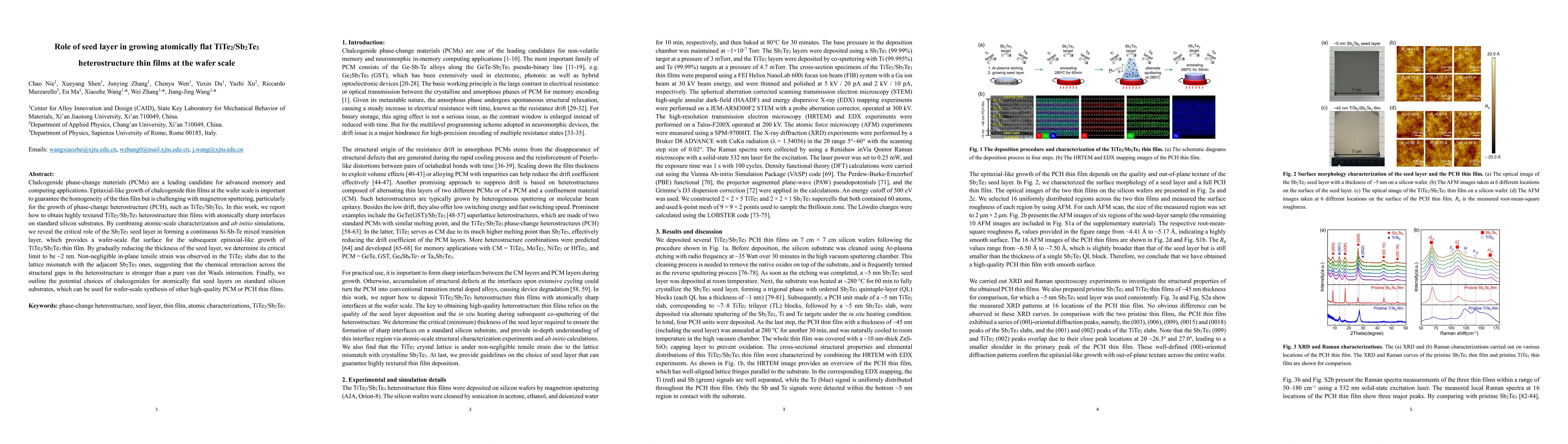 Thumbnail for Role of seed layer in growing atomically flat TiTe2/Sb2Te3
  heterostructure thin films at the wafer scale