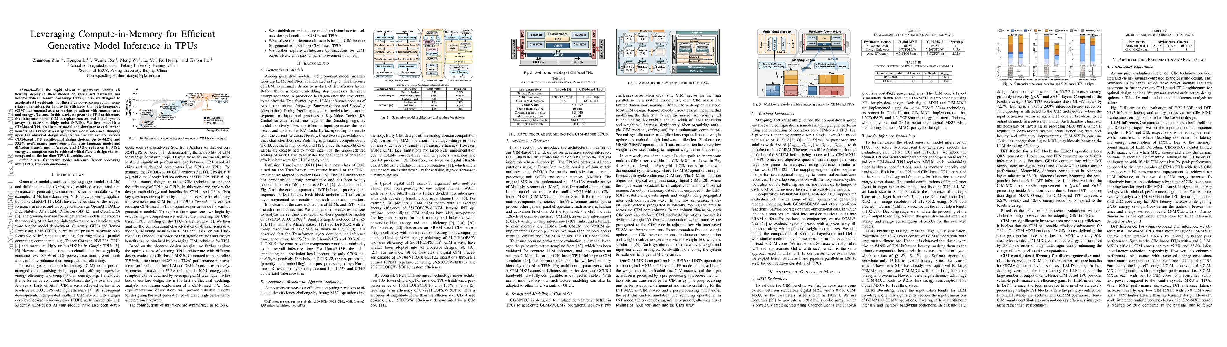 Thumbnail for Leveraging Compute-in-Memory for Efficient Generative Model Inference in
  TPUs