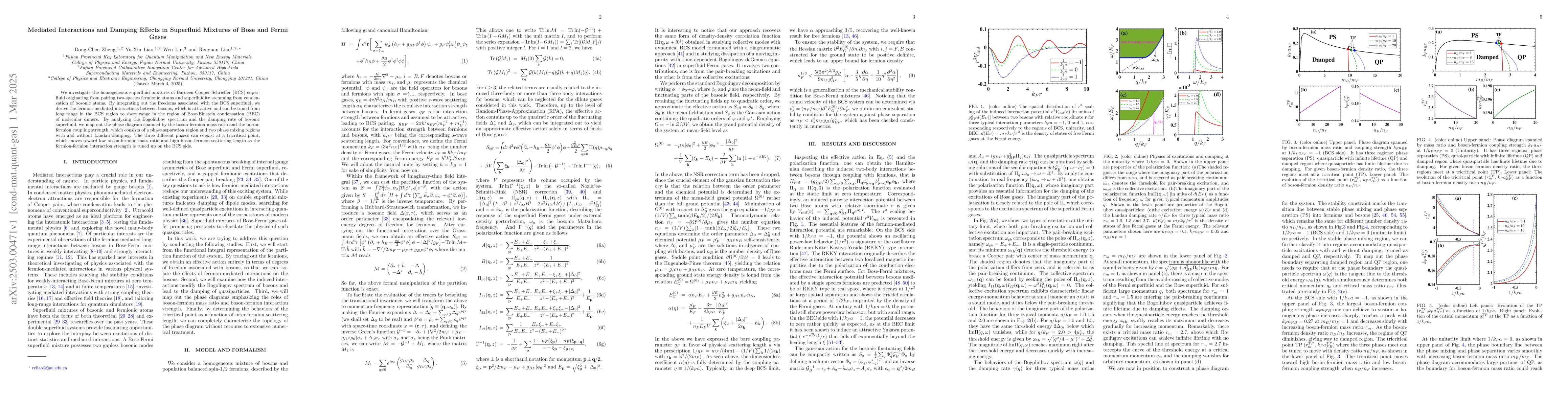 Thumbnail for Mediated Interactions and Damping Effects in Superfluid Mixtures of Bose
  and Fermi Gases