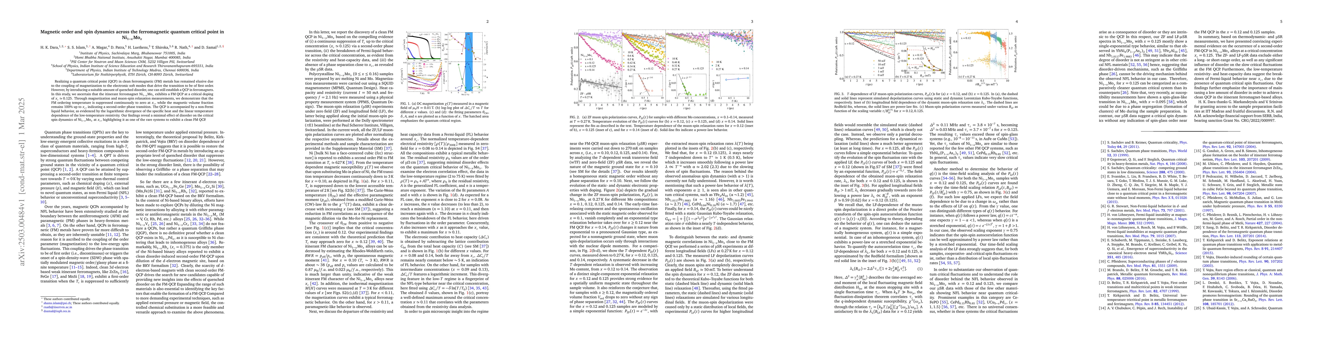 Thumbnail for Magnetic order and spin dynamics across the ferromagnetic quantum
  critical point in Ni\boldmath{$_{1-x}$}Mo\boldmath{$_{x}$}
