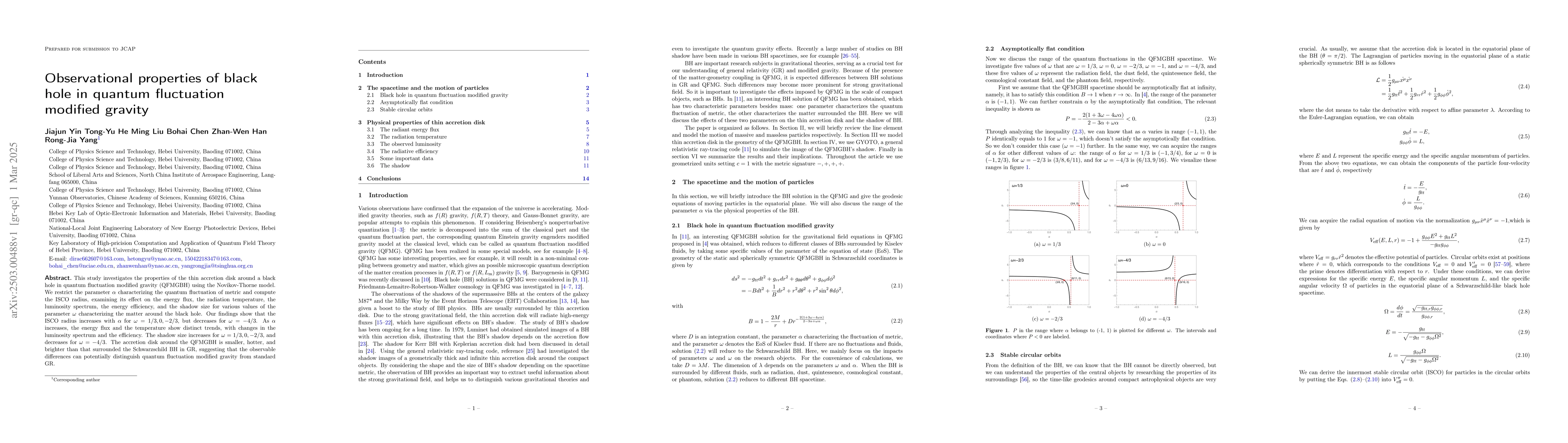 Thumbnail for Observational properties of black hole in quantum fluctuation modified
  gravity