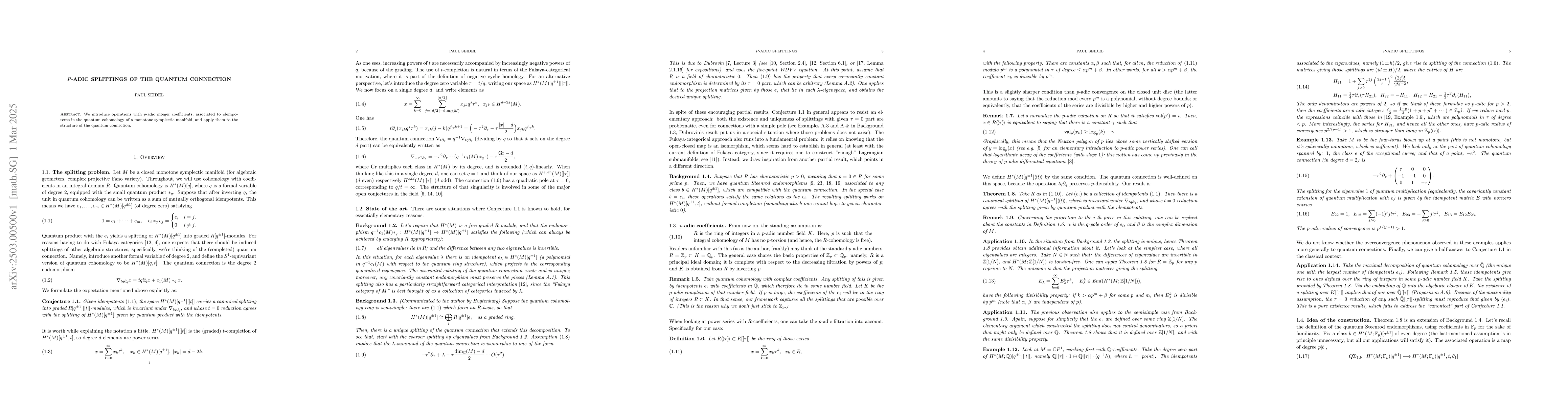 Thumbnail for P-adic splittings of the quantum connection