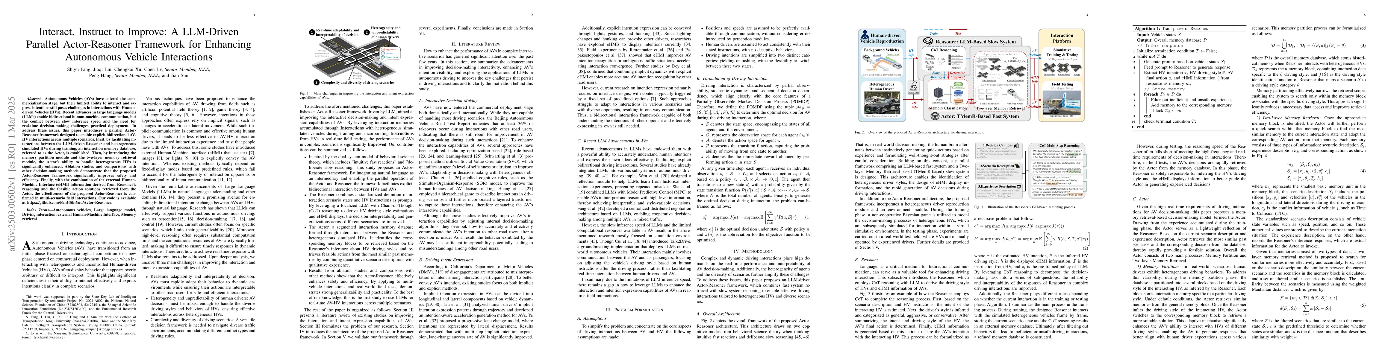 Thumbnail for Interact, Instruct to Improve: A LLM-Driven Parallel Actor-Reasoner
  Framework for Enhancing Autonomous Vehicle Interactions