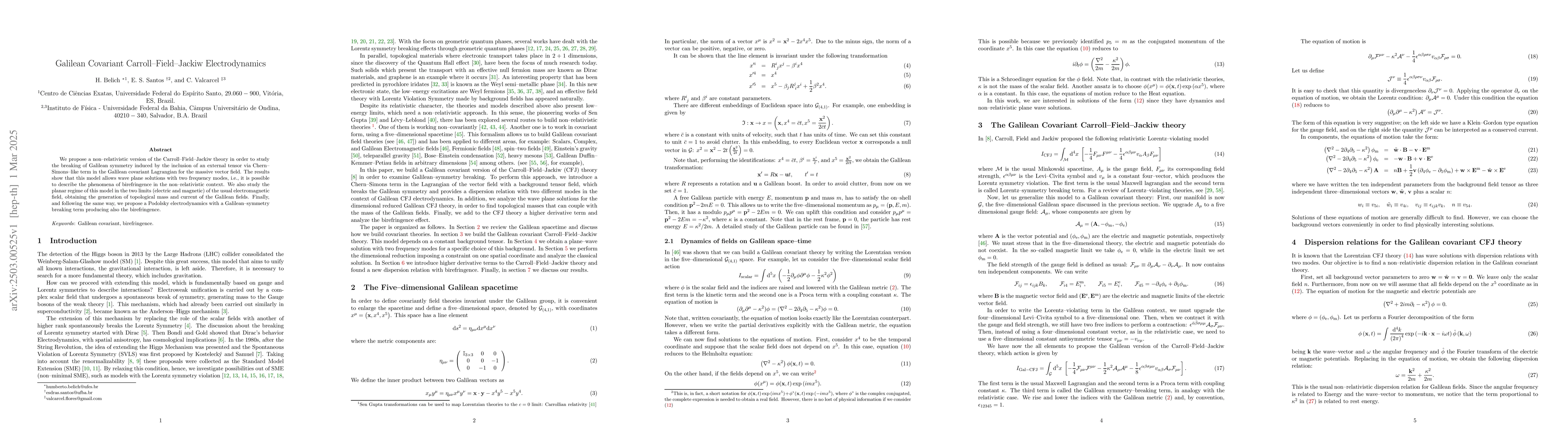 Thumbnail for Galilean Covariant Carroll--Field--Jackiw Electrodynamics