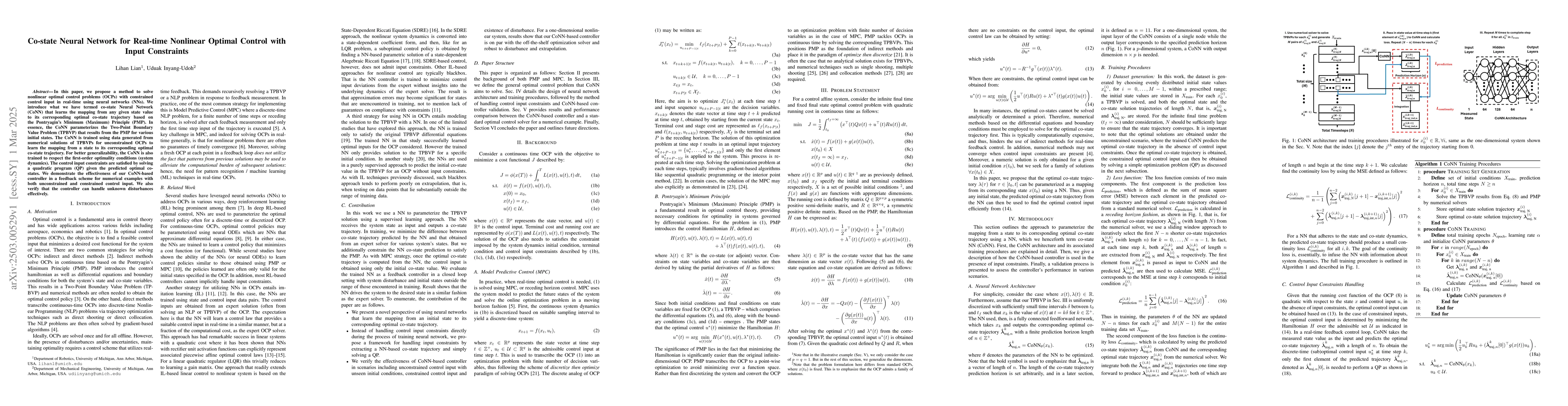 Thumbnail for Co-state Neural Network for Real-time Nonlinear Optimal Control with
  Input Constraints