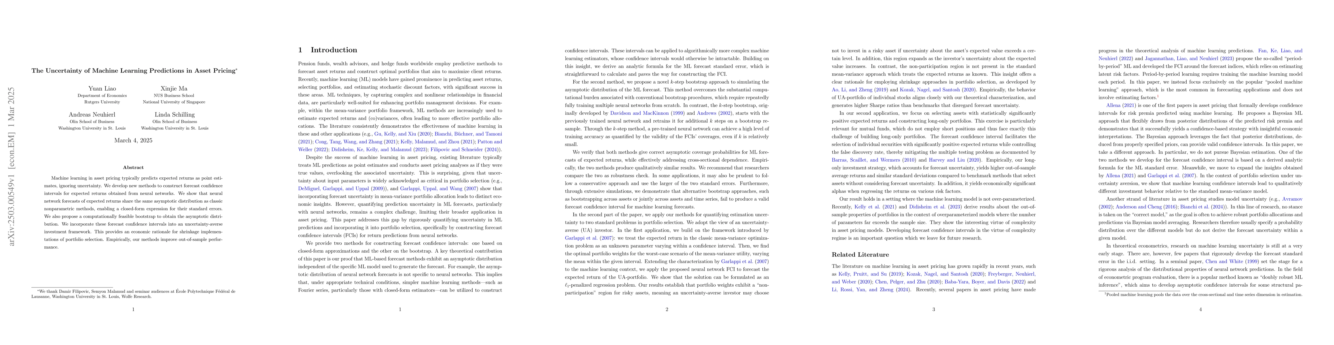 Thumbnail for The Uncertainty of Machine Learning Predictions in Asset Pricing