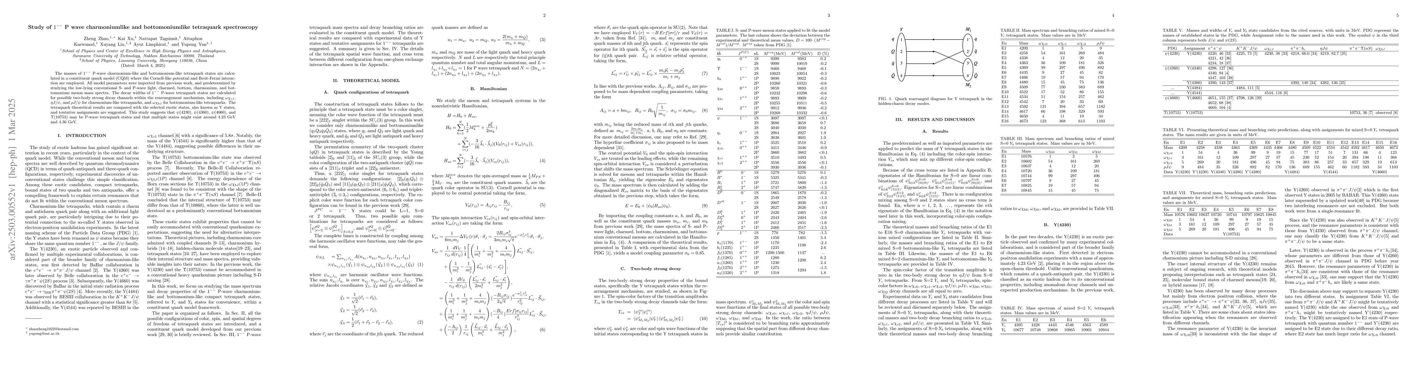 Thumbnail for Study of $1^{--}$ P wave charmoniumlike and bottomoniumlike tetraquark
  spectroscopy