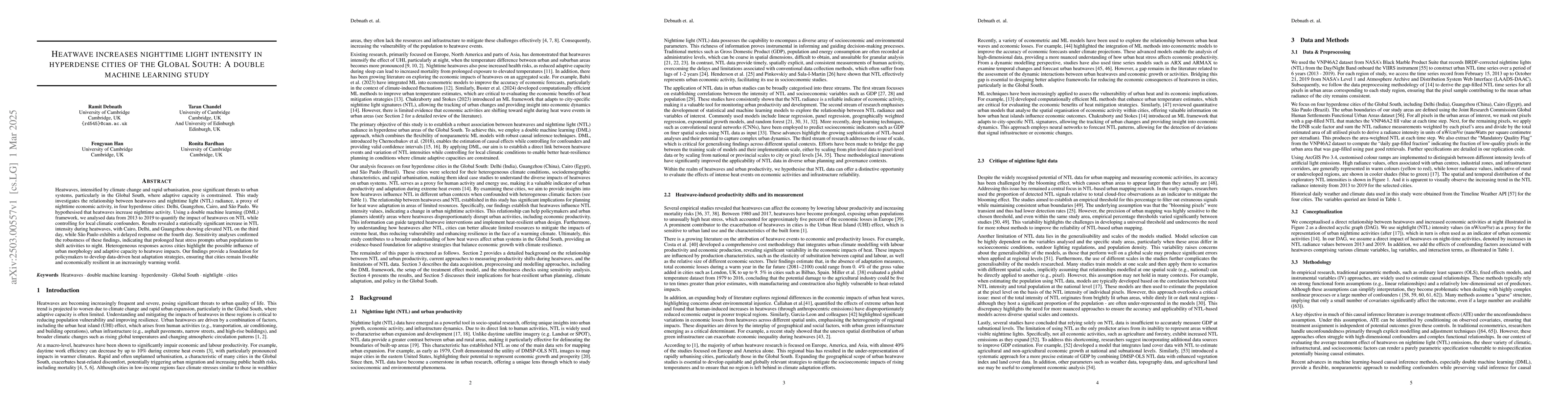 Thumbnail for Heatwave increases nighttime light intensity in hyperdense cities of the
  Global South: A double machine learning study